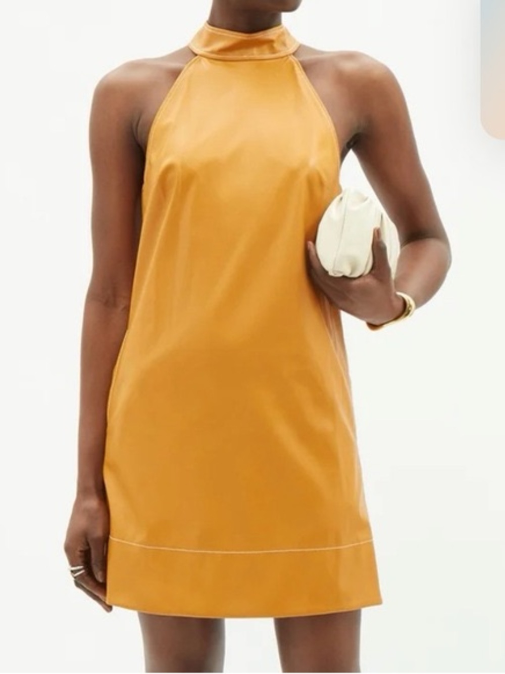 STAUD Sicily Faux Leather Mini Shift Dress
